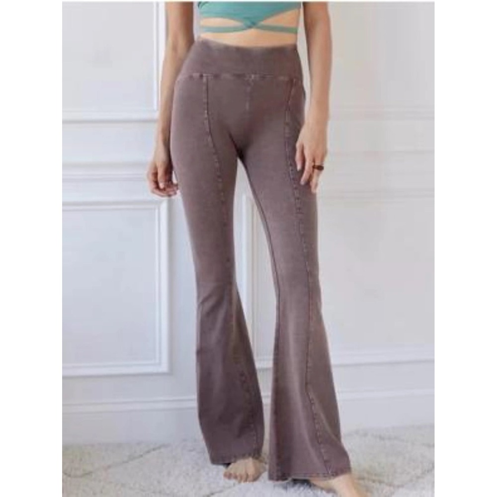 Out From Under Urban Outfitters Aria Seamed Flare Pants Brown Acid Wash Small